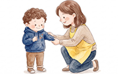 子供とヘルパーさんイラスト