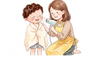 子供とヘルパーさんイラスト